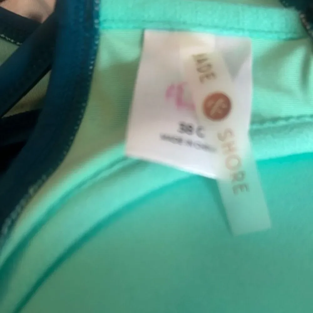 Shade & Shore Rainforest Teal Racerback Halter Bikini top, size 38C
